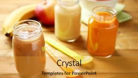  Presentation with baby food jar - Beautiful PPT layouts featuring glass jars of baby puree backdrop and a gold colored foreground