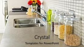  Presentation with kitchen - Audience pleasing slides consisting of glass jars on natural stone backdrop and a coral colored foreground