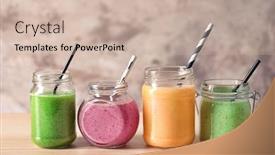  Presentation with smoothies - PPT theme consisting of different smoothies on grey background background and a soft green colored foreground