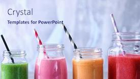  Presentation with smoothies - Colorful theme enhanced with different smoothies on light background backdrop and a sky blue colored foreground