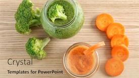  Presentation with smoothies - Slide set featuring glass-jars-with-different-vegetable background and a coral colored foreground