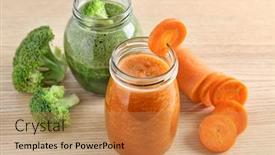  Presentation with smoothies - PPT theme with glass-jars-with-different-vegetable background and a coral colored foreground