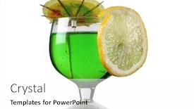  Presentation with green glass - Slides having glass-jars-with-green-cocktails background and a white colored foreground