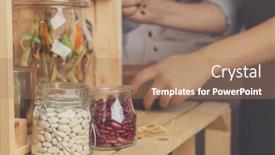  Presentation with beans - Slides featuring glass-jars-with-haricot-beans background and a coral colored foreground
