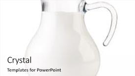  Presentation with fresh strawberry glass of berry - PPT layouts enhanced with glass jug of fresh milk background and a sky blue colored foreground