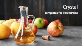  Presentation with apple - Presentation consisting of glass jug with apple vinegar background and a dark gray colored foreground
