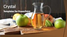  Presentation with apple cider vinegar histrory - PPT theme with glass jug with apple vinegar background and a dark gray colored foreground