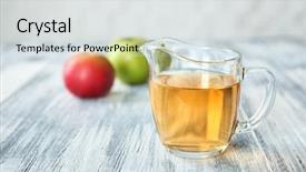  Presentation with glass - Slide set featuring glass jug with apple vinegar background and a light gray colored foreground
