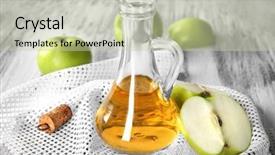  Presentation with apple - Presentation design consisting of glass jug with apple vinegar background and a mint green colored foreground