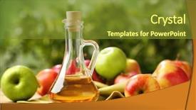  Presentation with apple cider vinegar histrory - Presentation theme featuring glass jug with apple vinegar background and a tawny brown colored foreground