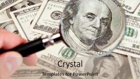  Presentation with magnifying glass - Cool new theme with glass lies on american dollar backdrop and a mint green colored foreground