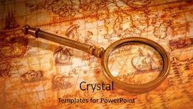  Presentation with ancient map - PPT theme consisting of glass lies on an ancient background and a gold colored foreground
