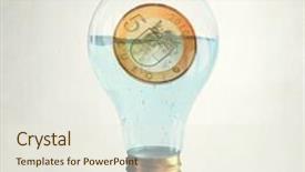  Presentation with light bulb - Amazing slide set having glass light bulb with euro coin floating inside backdrop and a sky blue colored foreground