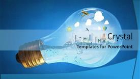  Presentation with water glass - Slide deck featuring glass light bulb with water background and a light blue colored foreground