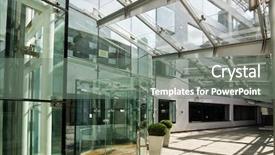  Presentation with green building design - PPT theme consisting of glass modern office building design background and a  colored foreground