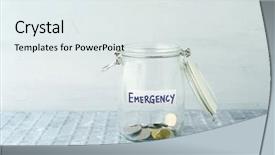  Presentation with emergency - PPT theme with glass money jar with emergency background and a sky blue colored foreground