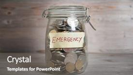  Presentation with emergency - Slide set with glass money jar with emergency background and a gray colored foreground