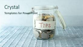  Presentation with financial money market - Presentation design having glass money jar with tips background and a sky blue colored foreground
