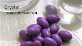  Presentation with vitamin - Audience pleasing PPT theme consisting of glass mortar and pestle with vitamin pills backdrop and a light gray colored foreground