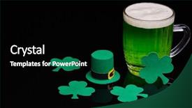 Presentation with green glass - Colorful PPT layouts enhanced with background st patrick's day backdrop and a black colored foreground