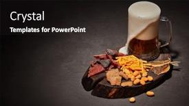  Presentation with potato chips - Colorful PPT layouts enhanced with glass-mug-with-beer backdrop and a dark gray colored foreground