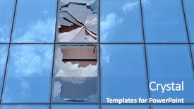  Presentation with shattered glass - PPT layouts consisting of glass of an office building background and a teal colored foreground