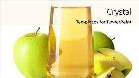  Presentation with juice - Presentation design enhanced with glass of apple juice isolated on white background and a blonde colored foreground