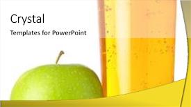  Presentation with green glass - Beautiful presentation theme featuring glass of apple juice and green apples isolated on white backdrop and a white colored foreground