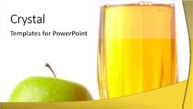  Presentation with green glass - Presentation theme having glass of apple juice and green apples isolated on white background and a white colored foreground