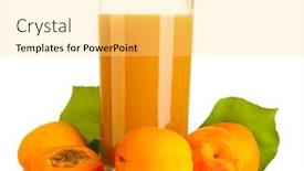  Presentation with apricot - PPT layouts featuring glass of apricot juice and apricots with leaves isolated on white background and a yellow colored foreground