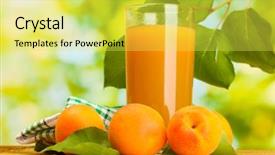  Presentation with green glass - Slide set enhanced with glass of apricot juice background and a  colored foreground