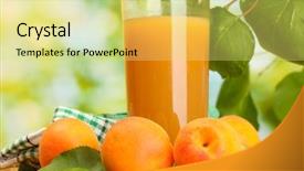  Presentation with green glass - Colorful PPT theme enhanced with glass of apricot juice backdrop and a yellow colored foreground