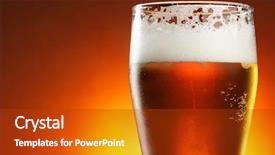  Presentation with close up of beef tartar - PPT layouts having glass of beer close-up background and a crimson colored foreground