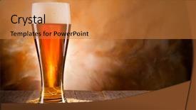  Presentation with beer pong table - Colorful PPT theme enhanced with glass of beer on wooden backdrop and a gold colored foreground