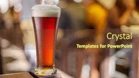  Presentation with pub - Audience pleasing PPT layouts consisting of glass-of-beer-stands backdrop and a tawny brown colored foreground