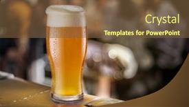  Presentation with pub - Audience pleasing PPT theme consisting of glass-of-beer-stands backdrop and a tawny brown colored foreground