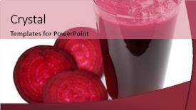  Presentation with juice - Cool new slides with glass of beet juice with vegetables isolated on white backdrop and a coral colored foreground
