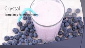  Presentation with fresh strawberry glass of berry - Theme consisting of glass-of-blueberry-smoothie background and a pink colored foreground