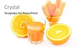  Presentation with orange juice - Theme consisting of glass-of-carrot-juice background and a white colored foreground