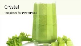  Presentation with celery - Slide set having glass of celery juice isolated background and a blonde colored foreground