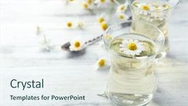  Presentation with chamomile - Colorful presentation theme enhanced with glass of chamomile tea backdrop and a sky blue colored foreground