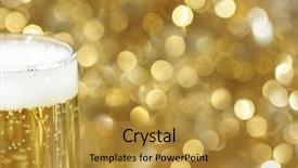  Presentation with champagne - Cool new theme with glass of champagne against golden backdrop and a gold colored foreground