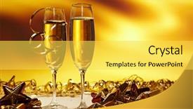  Presentation with champagne gold - Presentation with glass of champagne against golden background and a  colored foreground