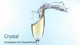  Presentation with fresh water splash green apple isolated white - Audience pleasing presentation design consisting of glass of champagne with splash backdrop and a sky blue colored foreground