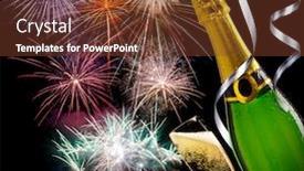  Presentation with fireworks - Audience pleasing presentation theme consisting of glass-of-champagne-with-unopened backdrop and a tawny brown colored foreground