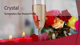  Presentation with temprature smart room - Beautiful presentation featuring glass of champagneon on celebratory backdrop and a  colored foreground