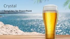  Presentation with sea glass - PPT theme enhanced with glass-of-chilled-beer background and a light blue colored foreground