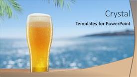  Presentation with sea glass - Presentation theme having glass-of-chilled-beer background and a light blue colored foreground