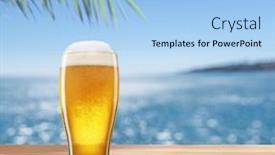 Presentation with sea glass - PPT theme having glass-of-chilled-beer background and a light blue colored foreground