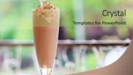  Presentation with milkshake - Amazing PPT theme having glass of chocolate milkshake backdrop and a mint green colored foreground